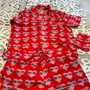 Red Heart Pattern Juniors Pajamas